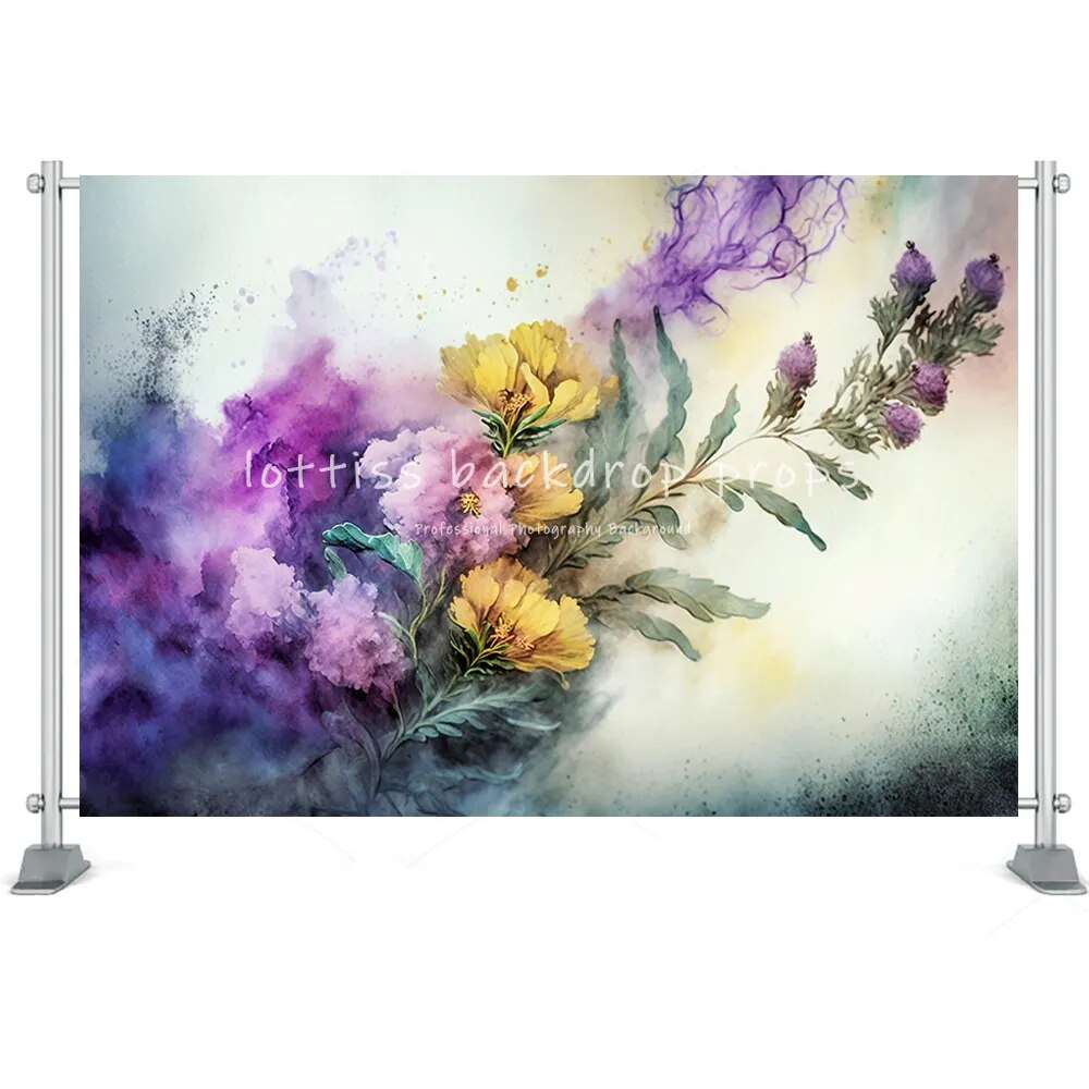 Adult Art Photography Backdrop Watercolor Hand Painting Floral Abstract Decor Kids Pregnant Photocall Baby Birthday Photostudio