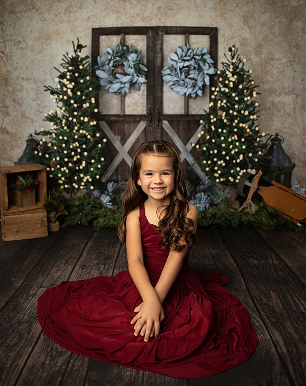 Christmas Barn Door Backdrops Kids Adult Photography Decors Baby Birthday Cake Smash Props Xmas Winter Background