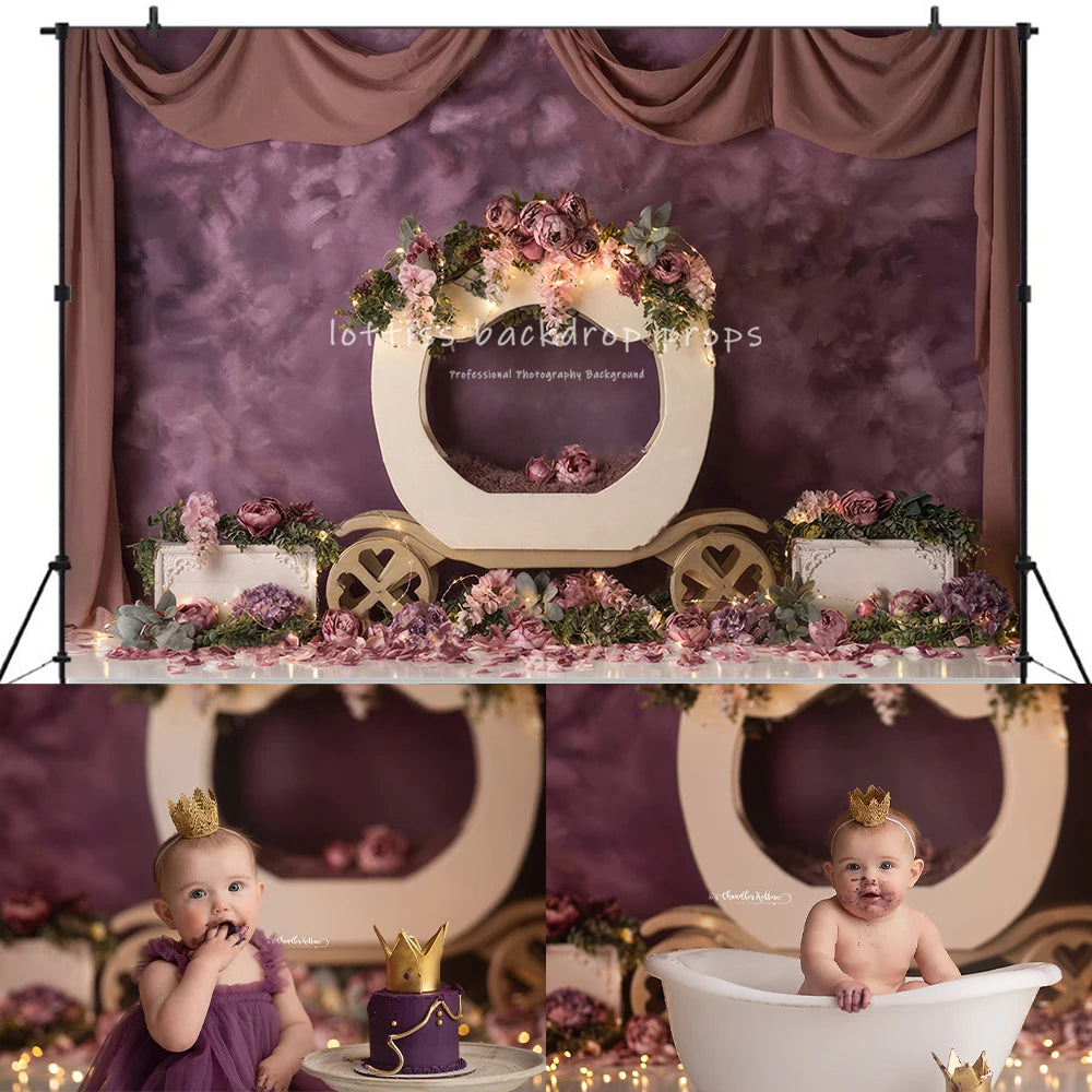 Spring Floral Bus Backdrops Kids Baby Photography Props Child Adult Photocall Decors Flower Cake Smash Birthday Backgrounds