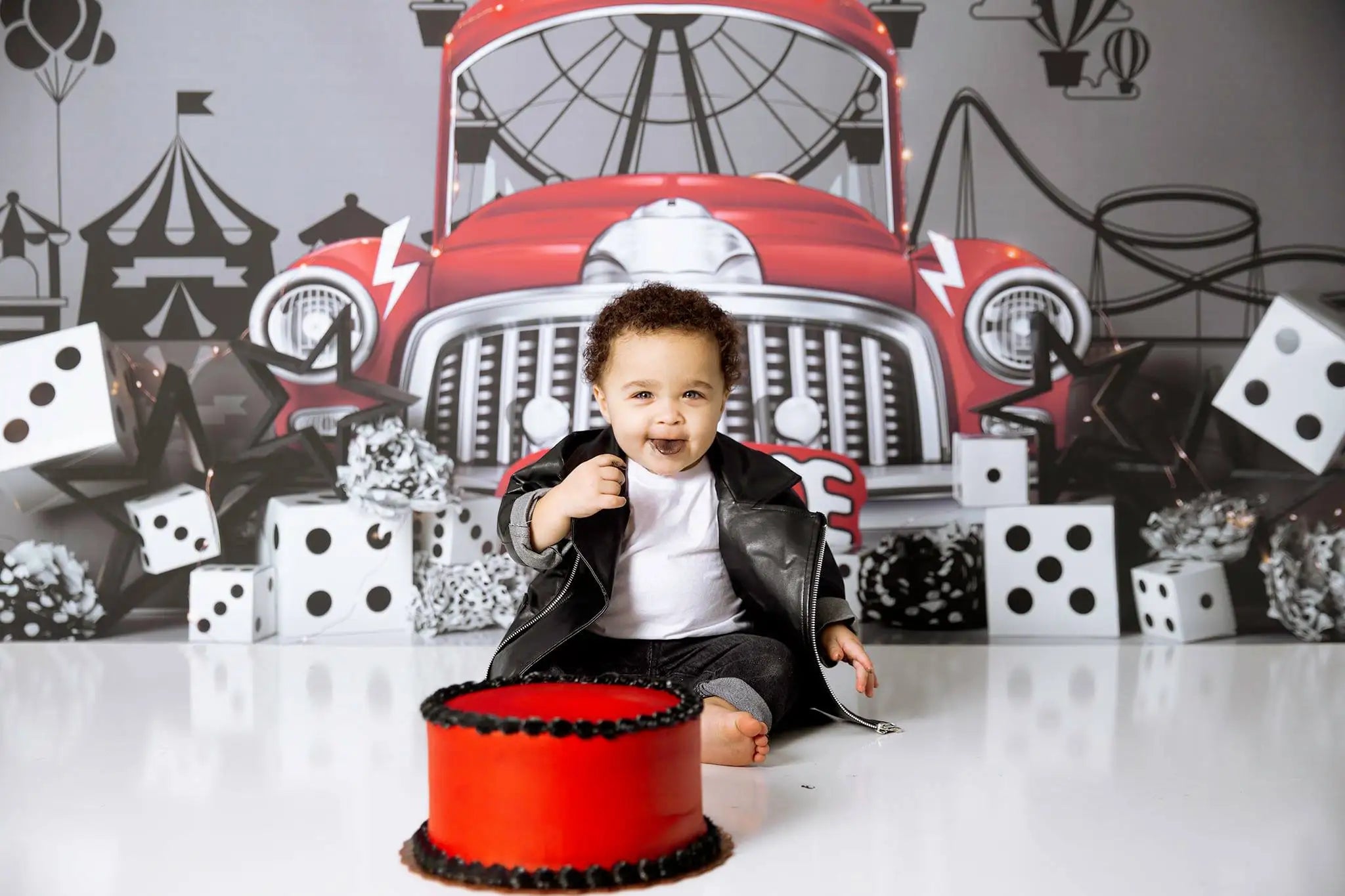 Greased Lightening Photo Backdrop Retro Car Kids Baby Cake Smash Photography Props Child Adult Birthday Studio Backgrounds