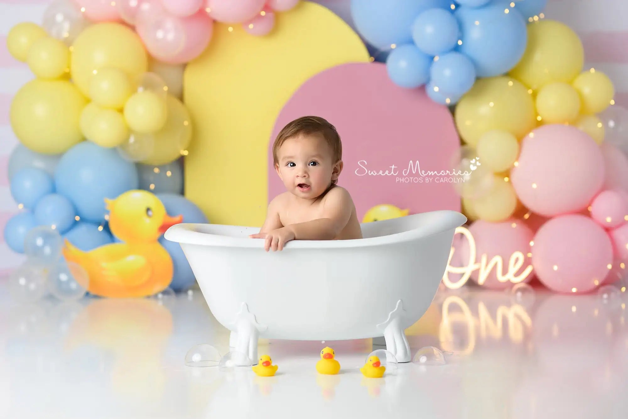 Rubber Duckie Backdrop Balloons Garland Kids Baby Cake Smash Photocall Decors Child Boys Adult Birthday Studio Backgrounds