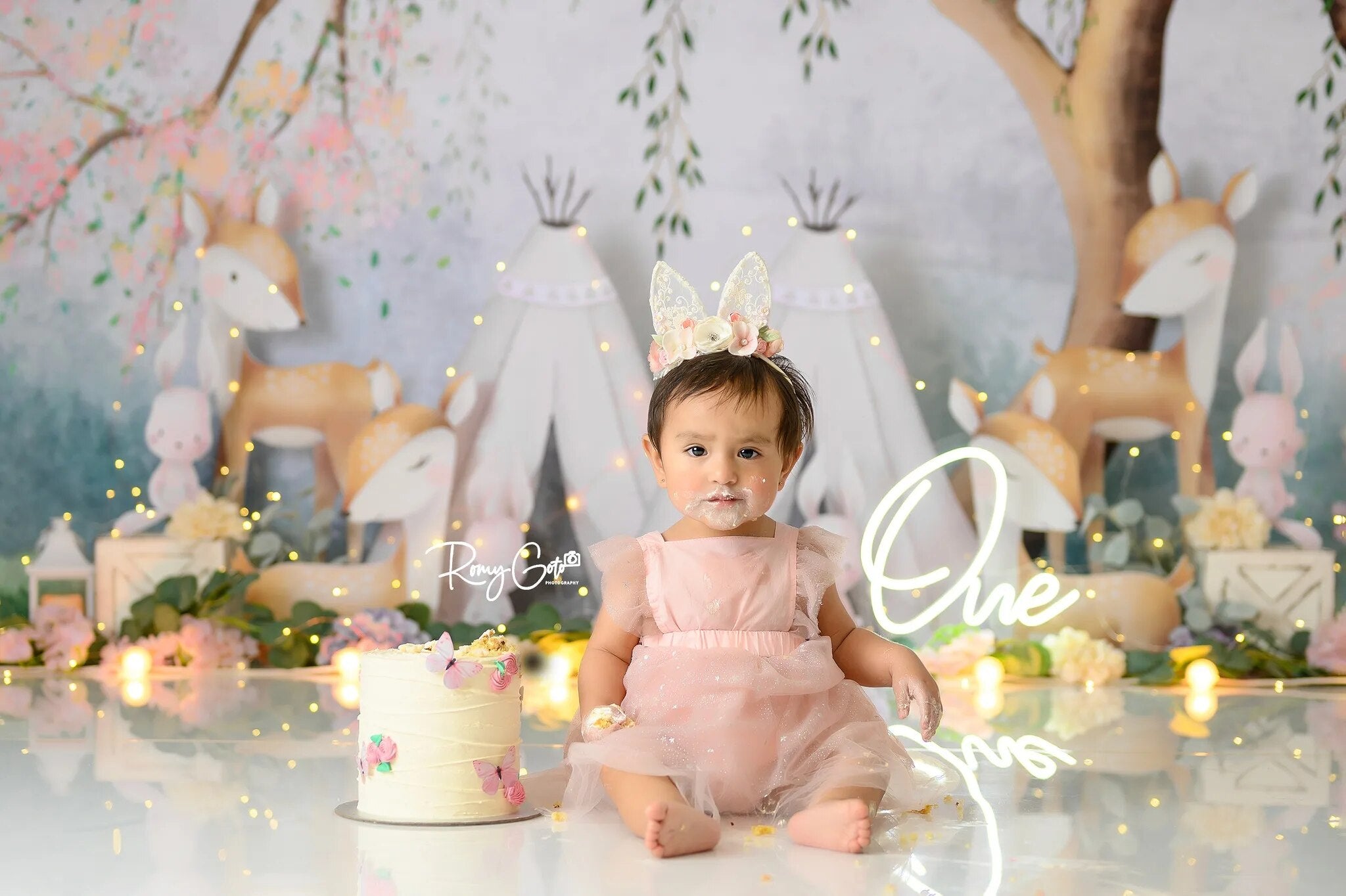 Princess Castle Backdrops Kids Baby Cake Smash Birthday Photography Props Newborn Photocall Dceors Jungle Animals Background