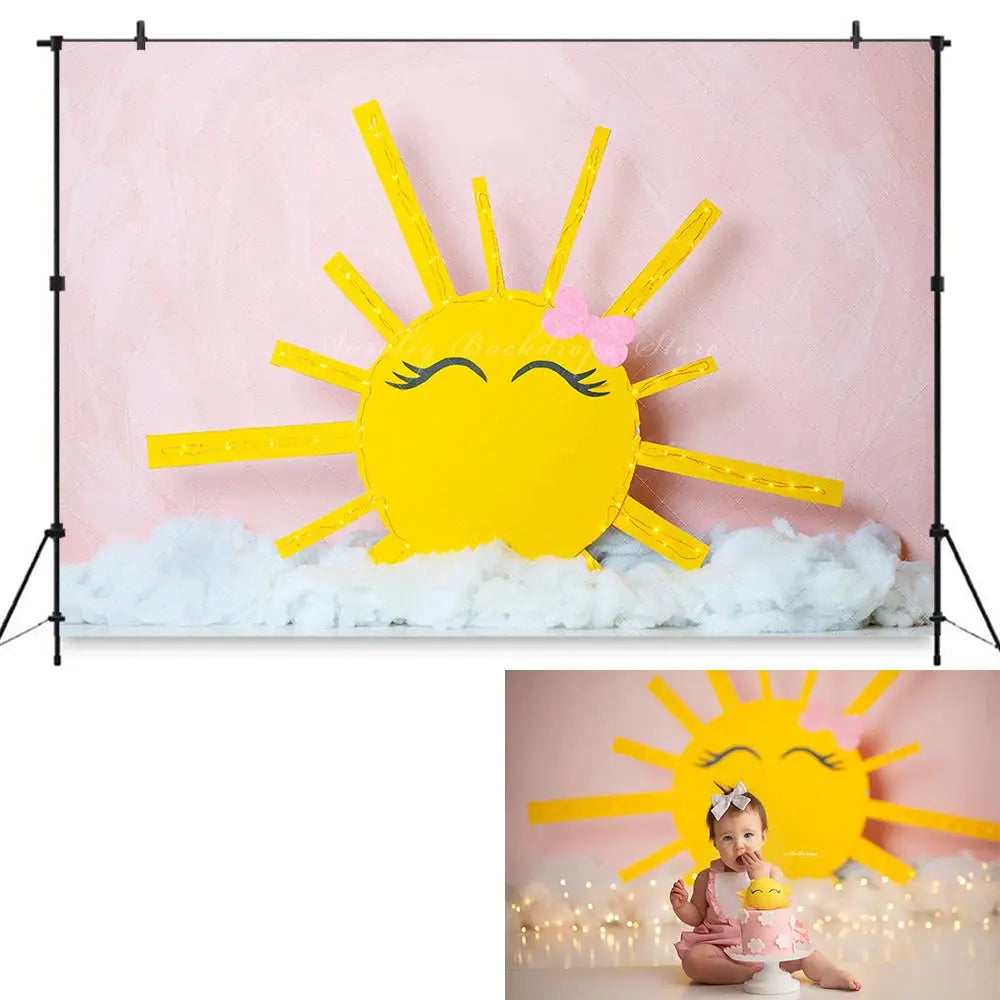 Ray Of Sunshine Backdrop Kids Baby Cake Smash Photography Props Child Girls Adult Birthday Studio Backgrounds