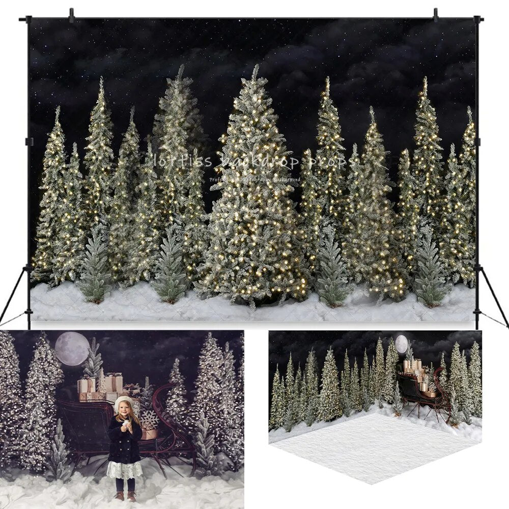 Antique Sleigh Backdrops Kids Portrait Photography Christmas Family Photocall Child Adult Xmas Snowy Forest Backgrounds