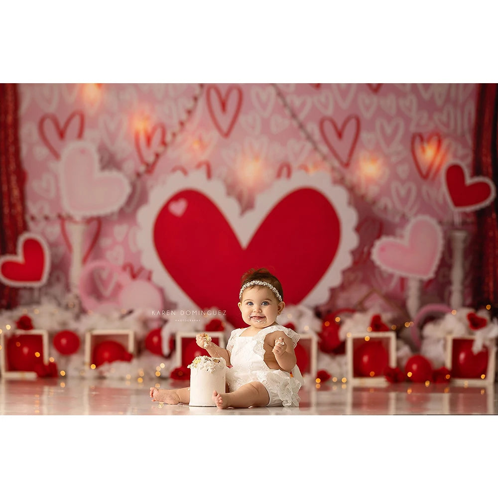 Valentine's Day Photography Backdrop Cloth Red Love Heart Wedding Baby Birthday Party Decor Backgrounds For Photo Studio Props