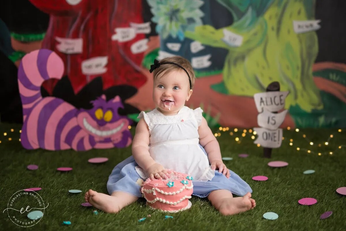 Arrière-plan du pays des merveilles pour Portrait de garçon, accessoires de photographie de gâteau pour enfants, chat magique, fête d'anniversaire, arrière-plan de sport pour enfants 