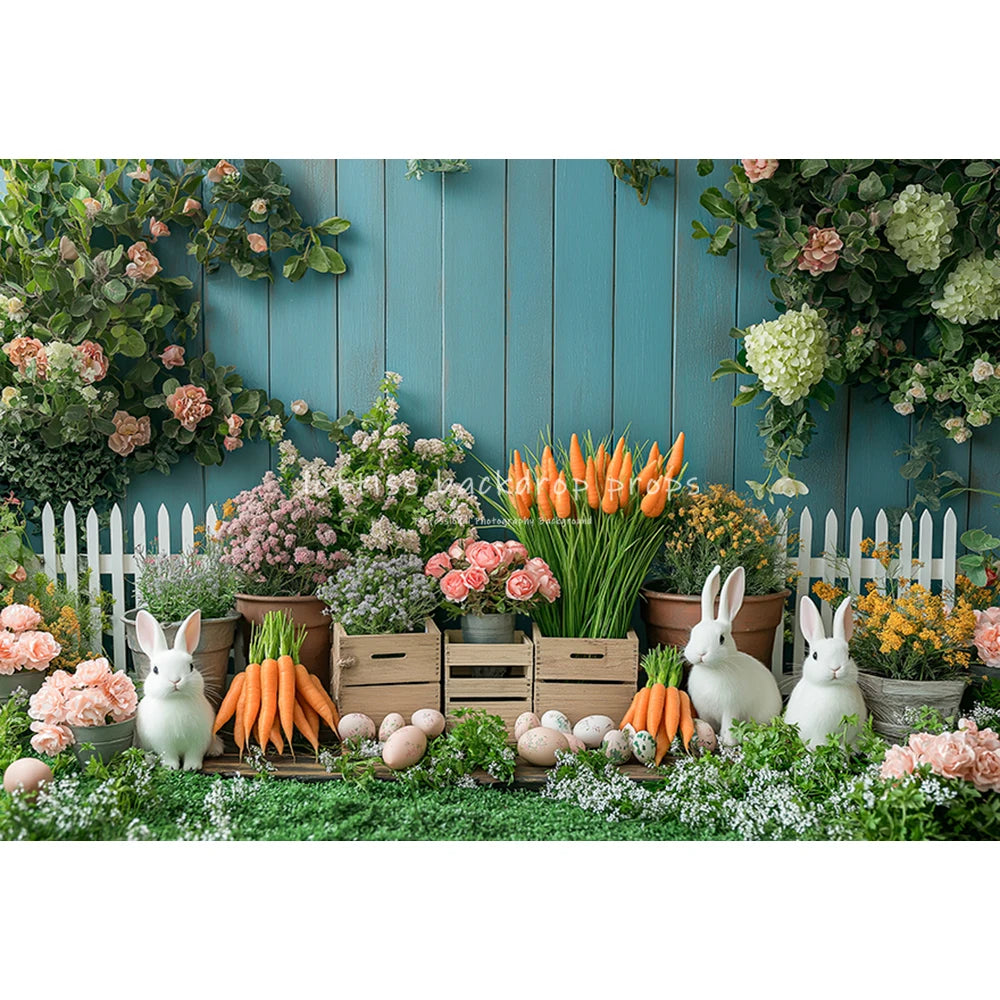 Easter Bunnies Carrots Farm Backdrops Kids Baby Birthday Cake Smash Photocall Spring Garden Jungle Props Backgrounds