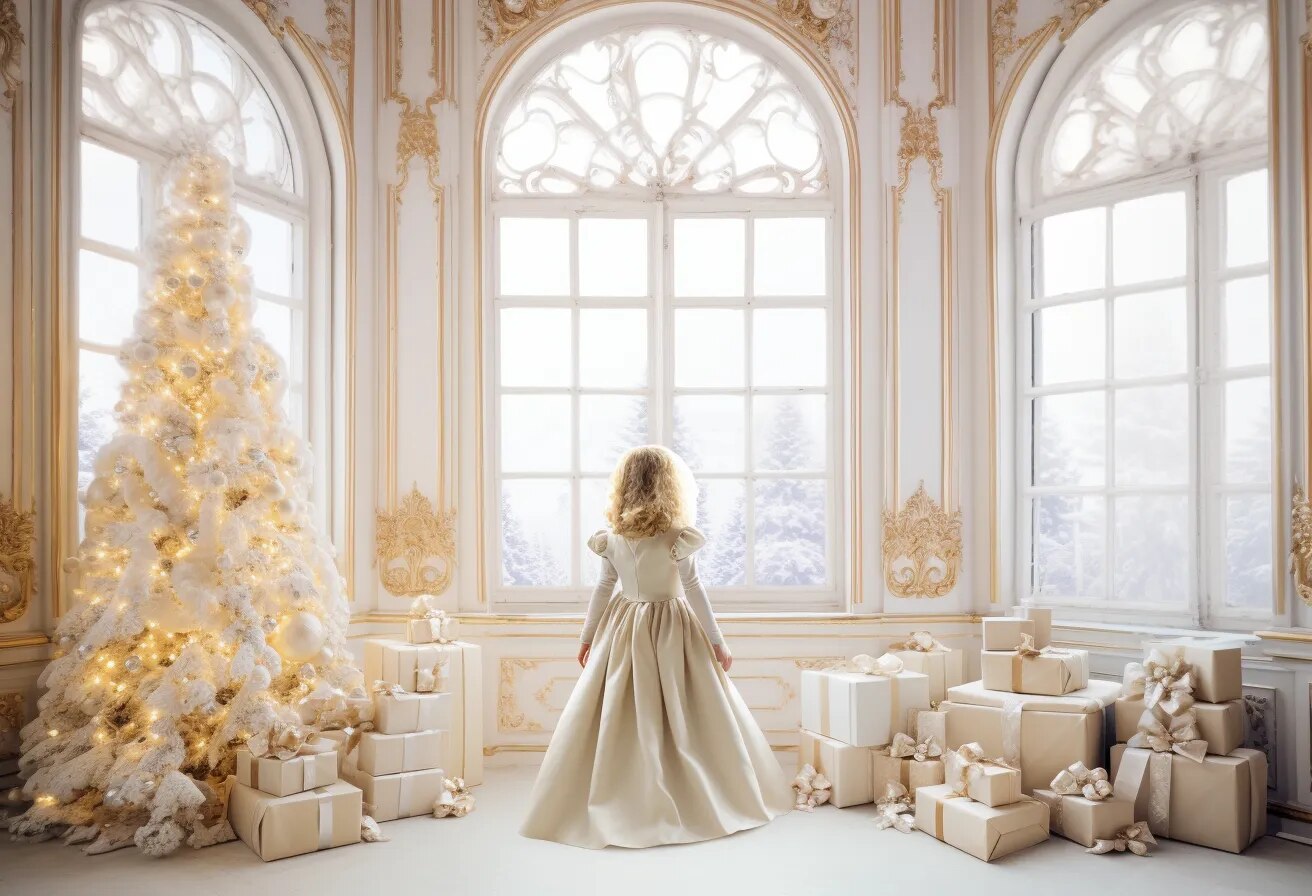 Winter Living Room Backdrops Christmas Kids Adult Photography Props Child Baby Wedding House Castle Background