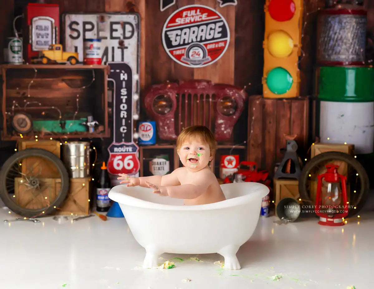 Full Service Garage Photography Backdrop Kids Baby Cake Smash Photocall Decors Child Adult Photo Studio Backgrounds