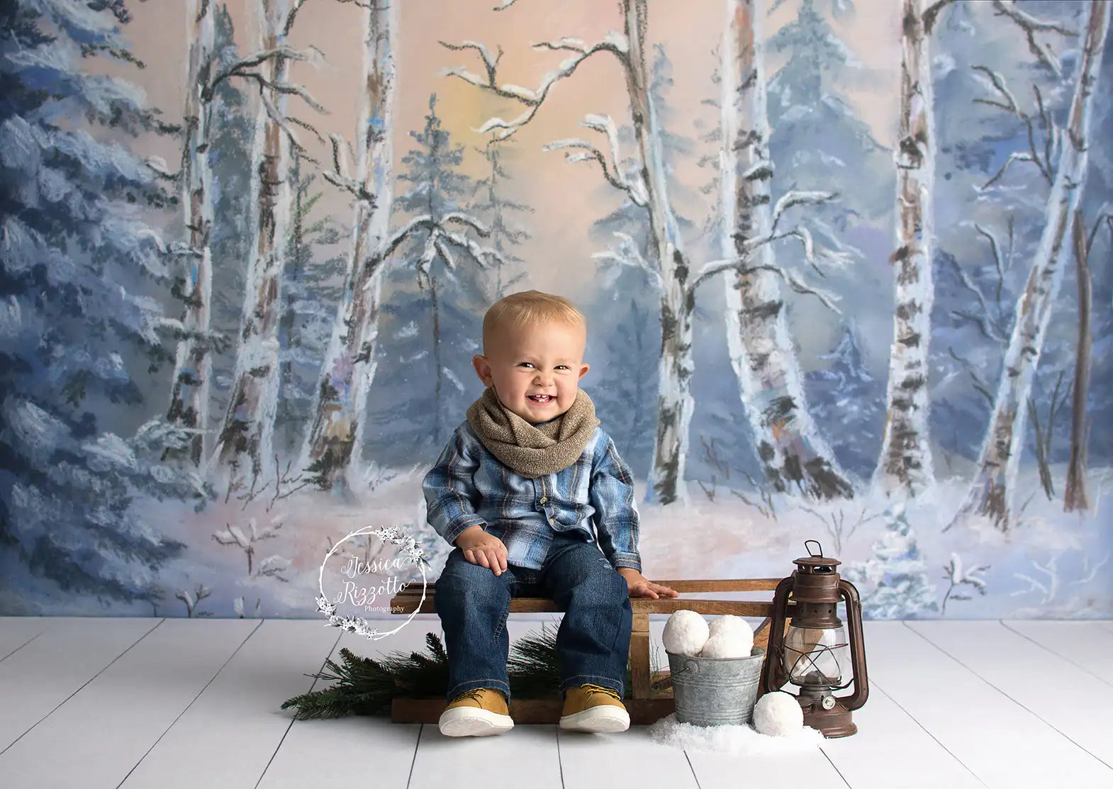 Winter Evening Photography Backdrop Forest Kids Baby Cake Smash Photocall Decors Child Adult Birthday Studio Backgrounds