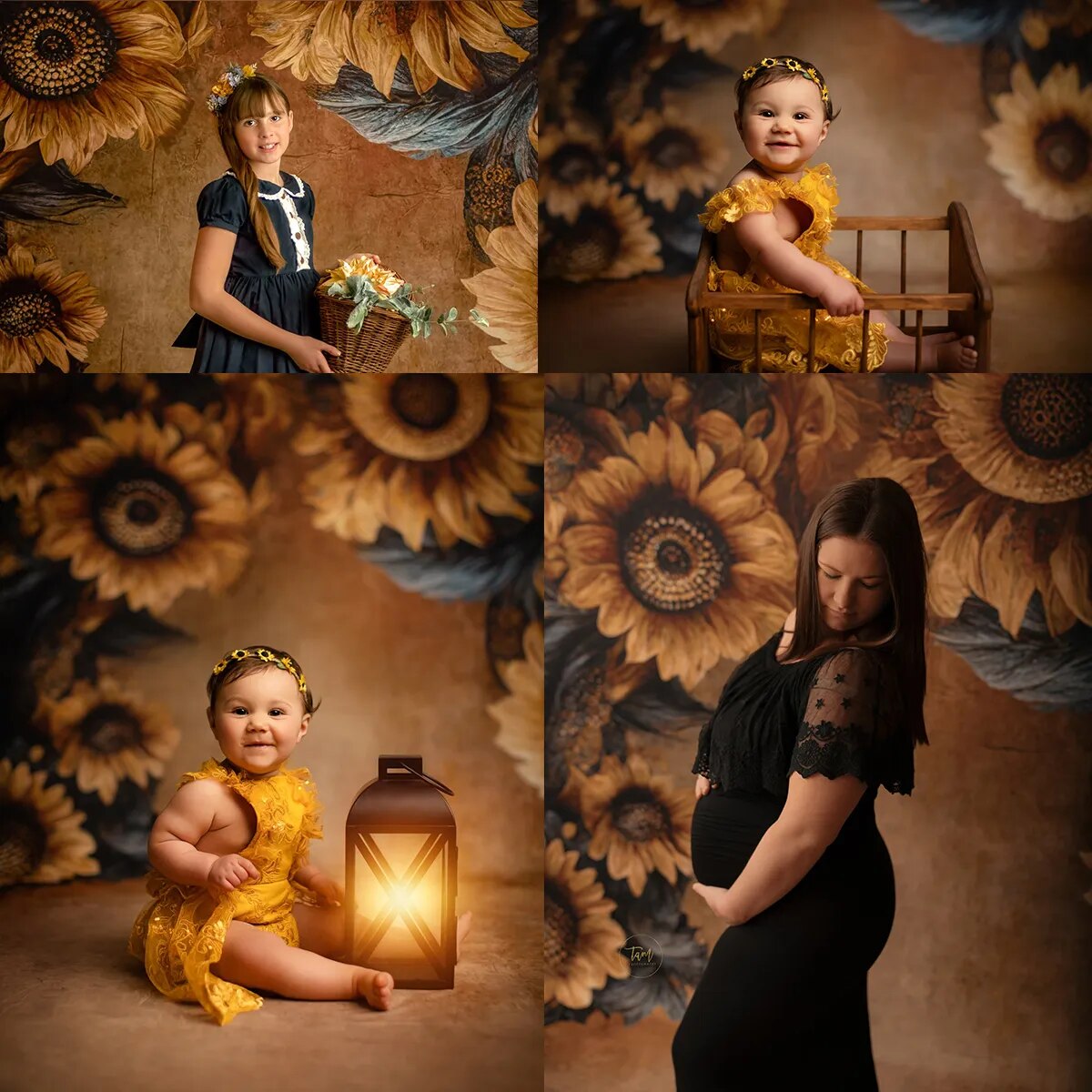 Sunflower Backdrops Girl Adult Portrait Photography Props Pregnant Woman Child Photocall Photostudio Art Floral Background