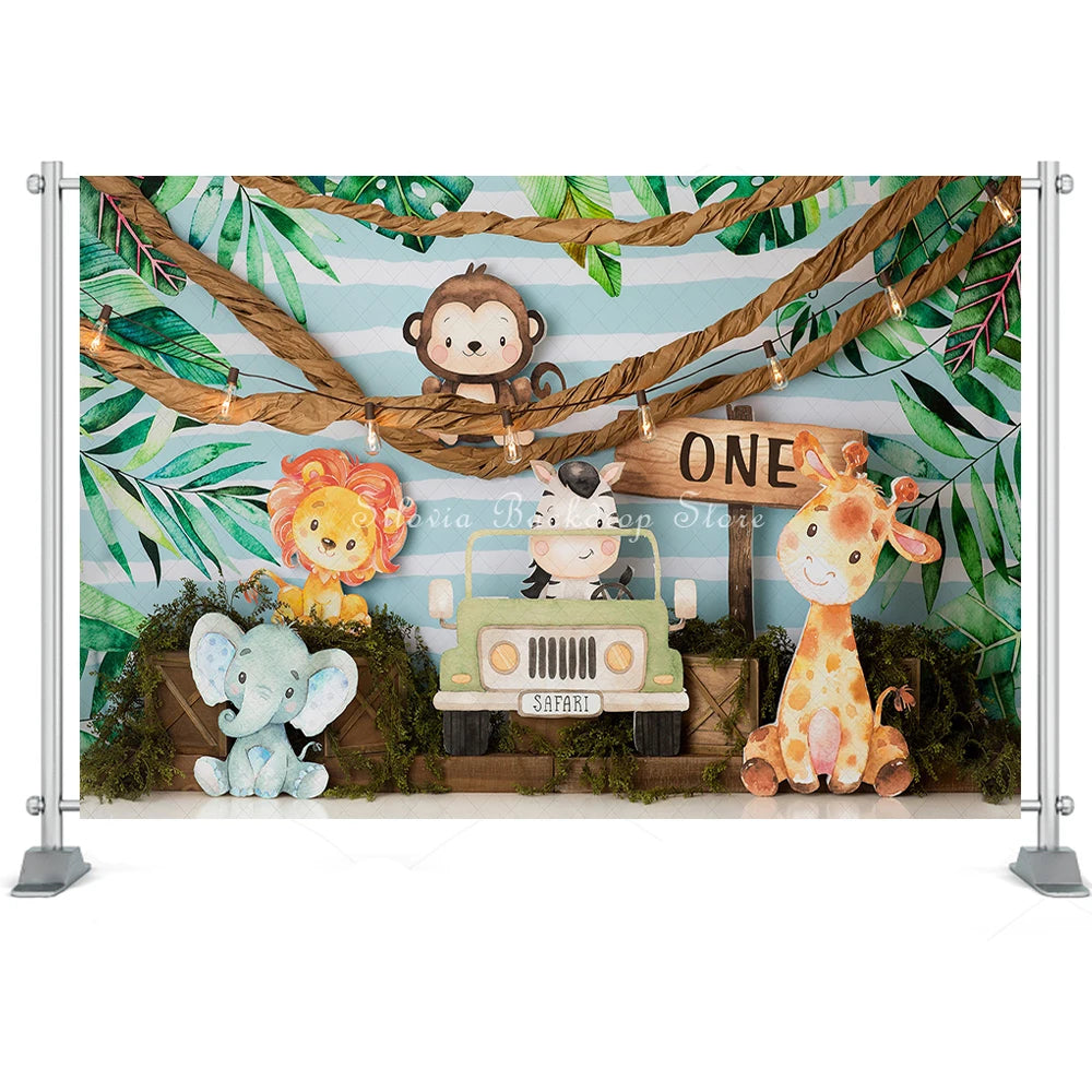 Wild One Photography Backdrop Baby Jungle Safari Photo Background Birthday Cake Smash Photo Studio Props