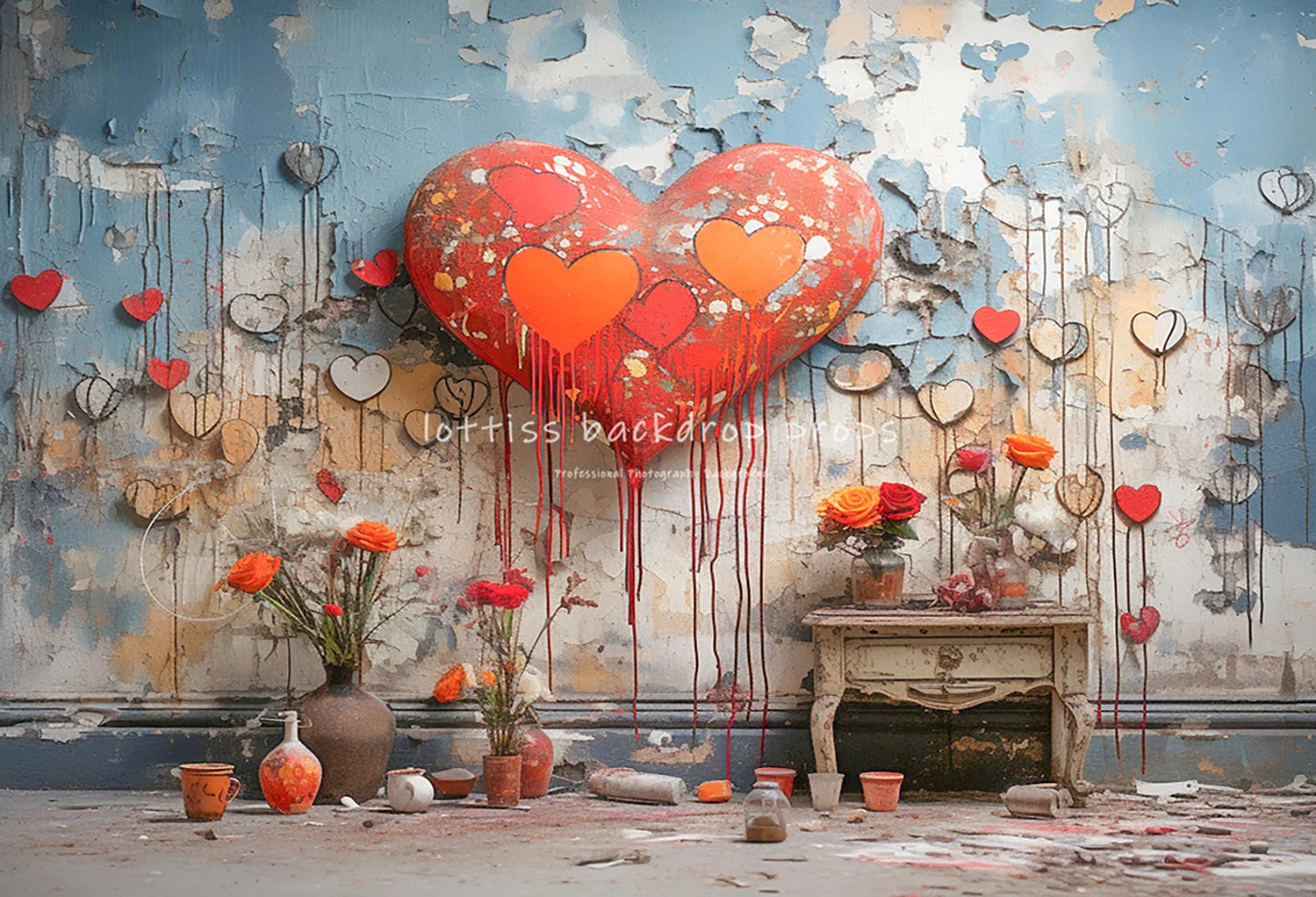 Pink Heart Valentine's Day Backdrops Kids Girl Photography Props Child Dating Photocall Decors Brick Wall Valentine Backgrounds