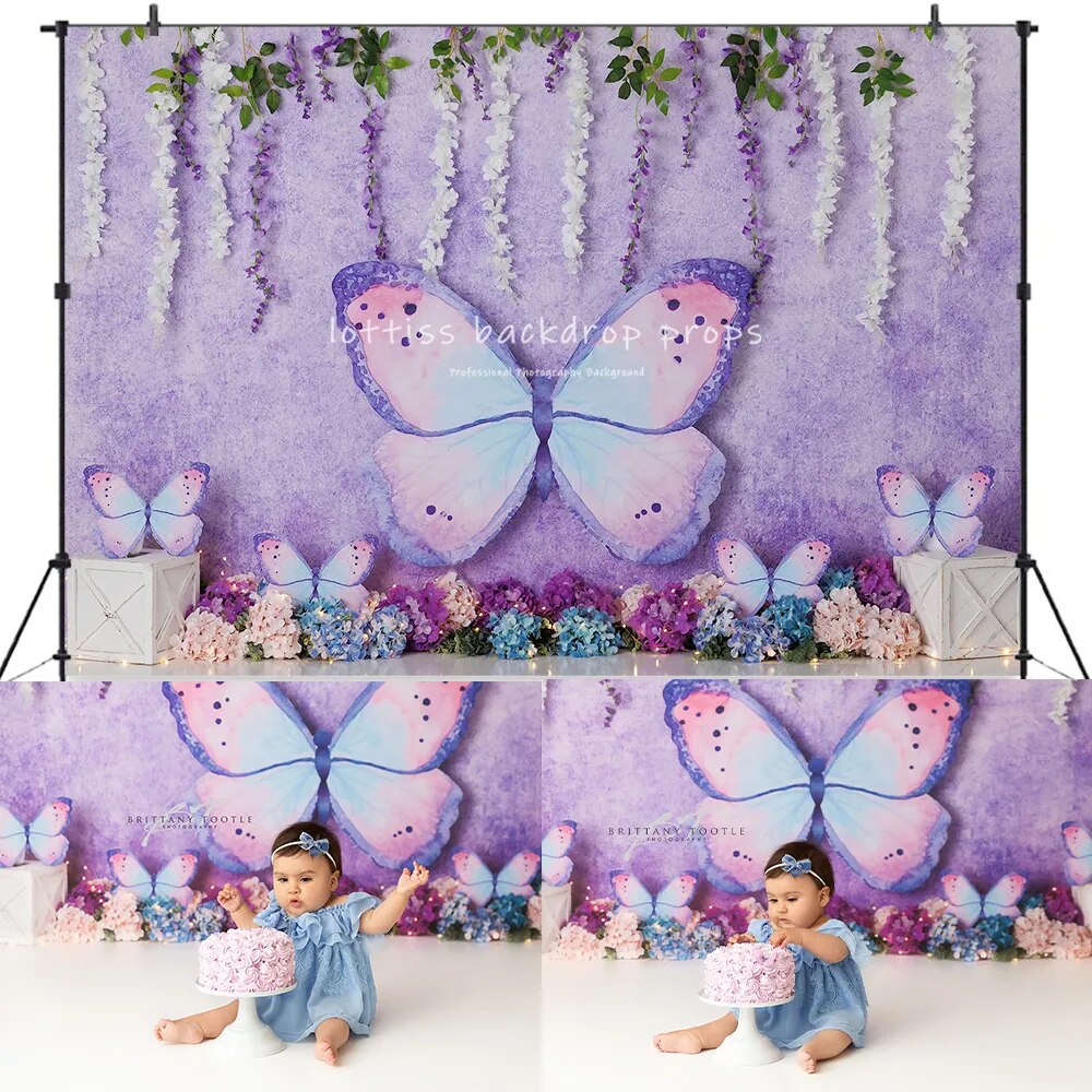 Chrysalis beauté décors enfants bébé gâteau Smash accessoires enfant adulte photographie jardin Floral printemps papillon fond 