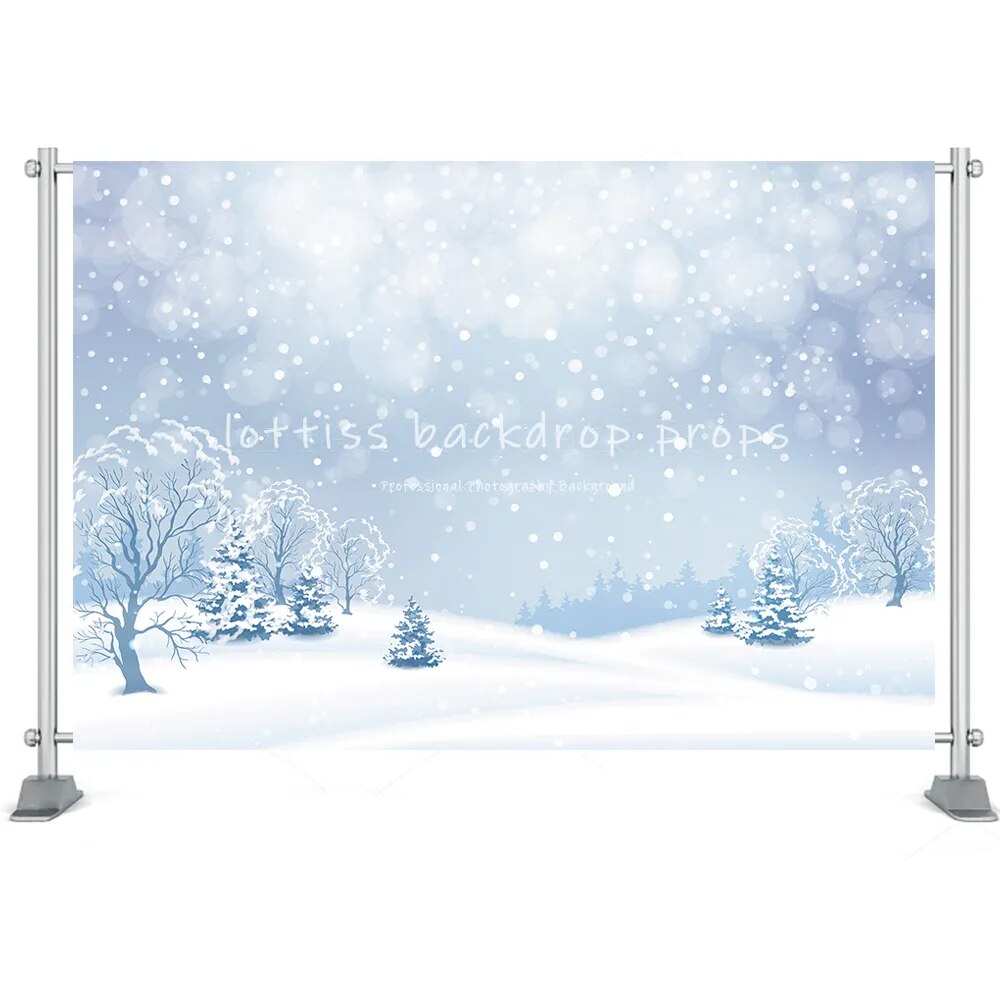 Winter Snowflake Photography Backdrop Wonderland Snow Forest Mountain Natural Landscape Festival Party House Decor Background