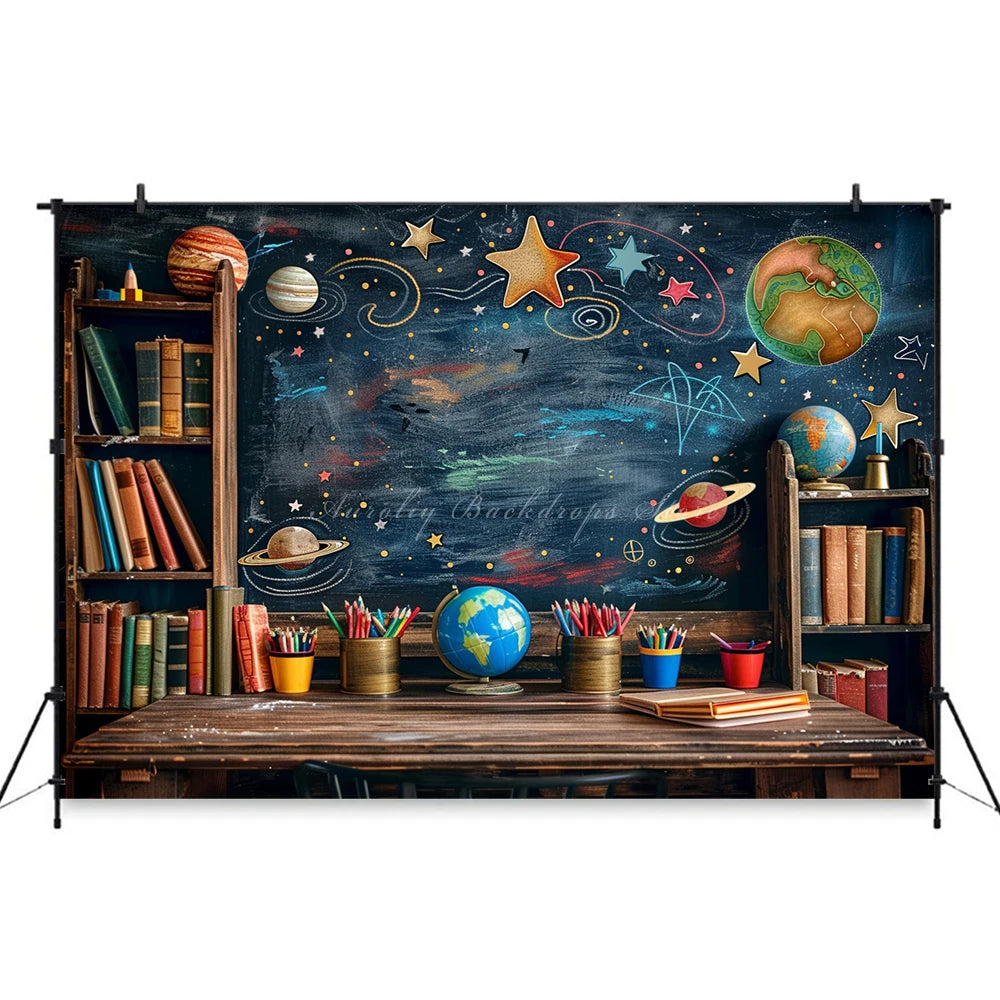 Back to School Photo Backdrop Kids Baby Cake Smash Photography Props Planet Blackboard Child Studio Backgrounds