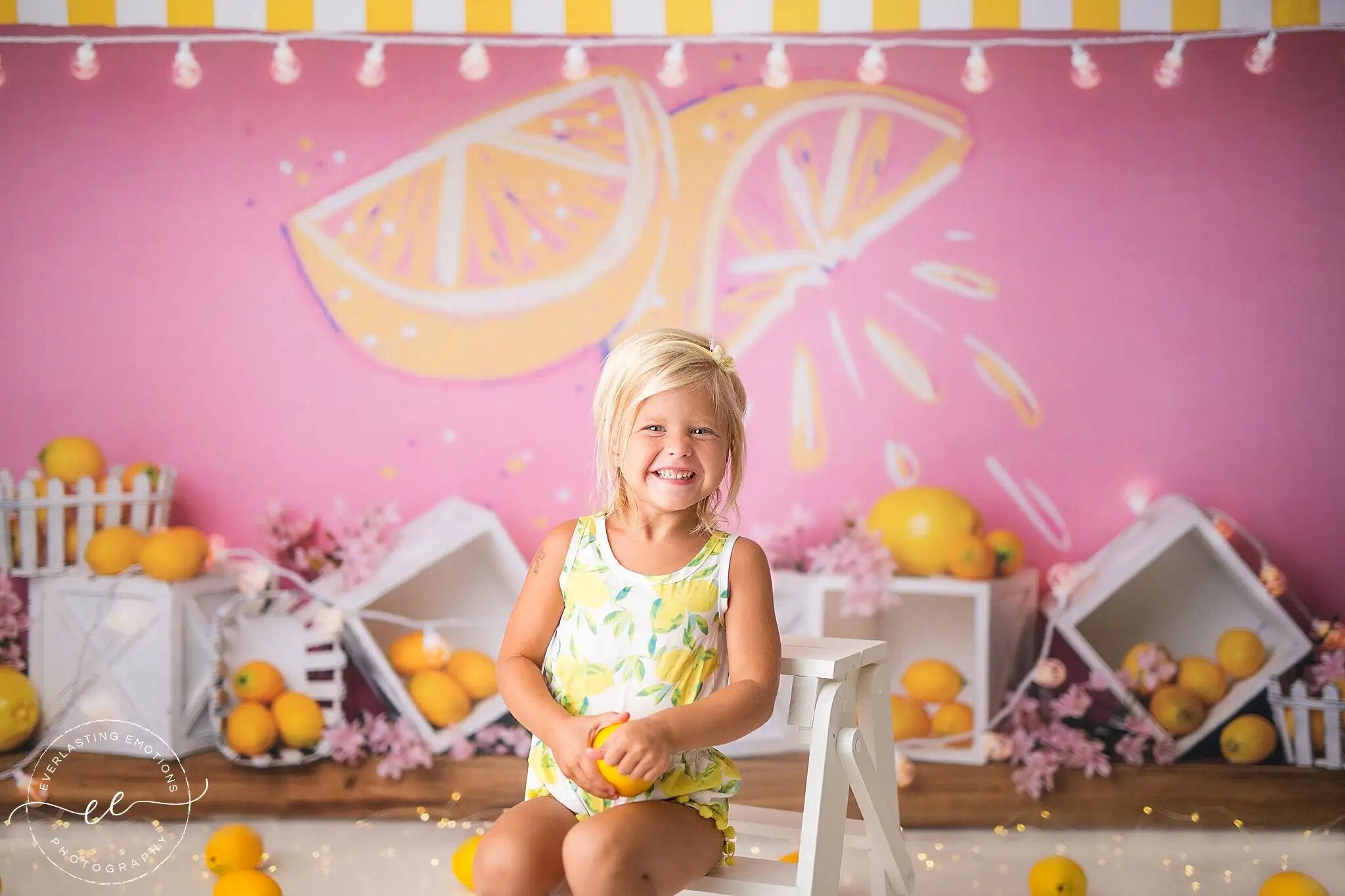 Ice Cream Cart Backdrops Kids Baby Cake Smash Birthday Props  Child Baby Photography Decors Leamon Fruits Background