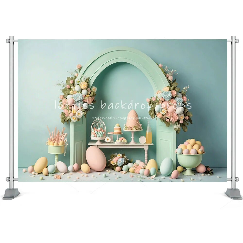 Easter Photography Backdrop Spring Garden Bunny Cake Smash Kids Portrait Background Easter Egg Baby Shower Portrait Props