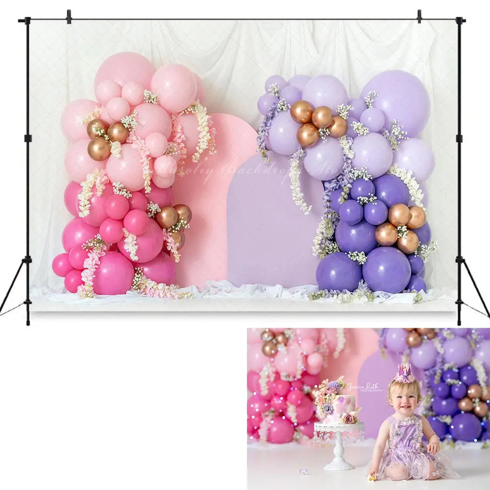 Balloon Garland Photography Backdrop Spring Boho Kids Baby Girls Cake Smash Photocall Decors Farm Barn Boys Adult Birthday Props