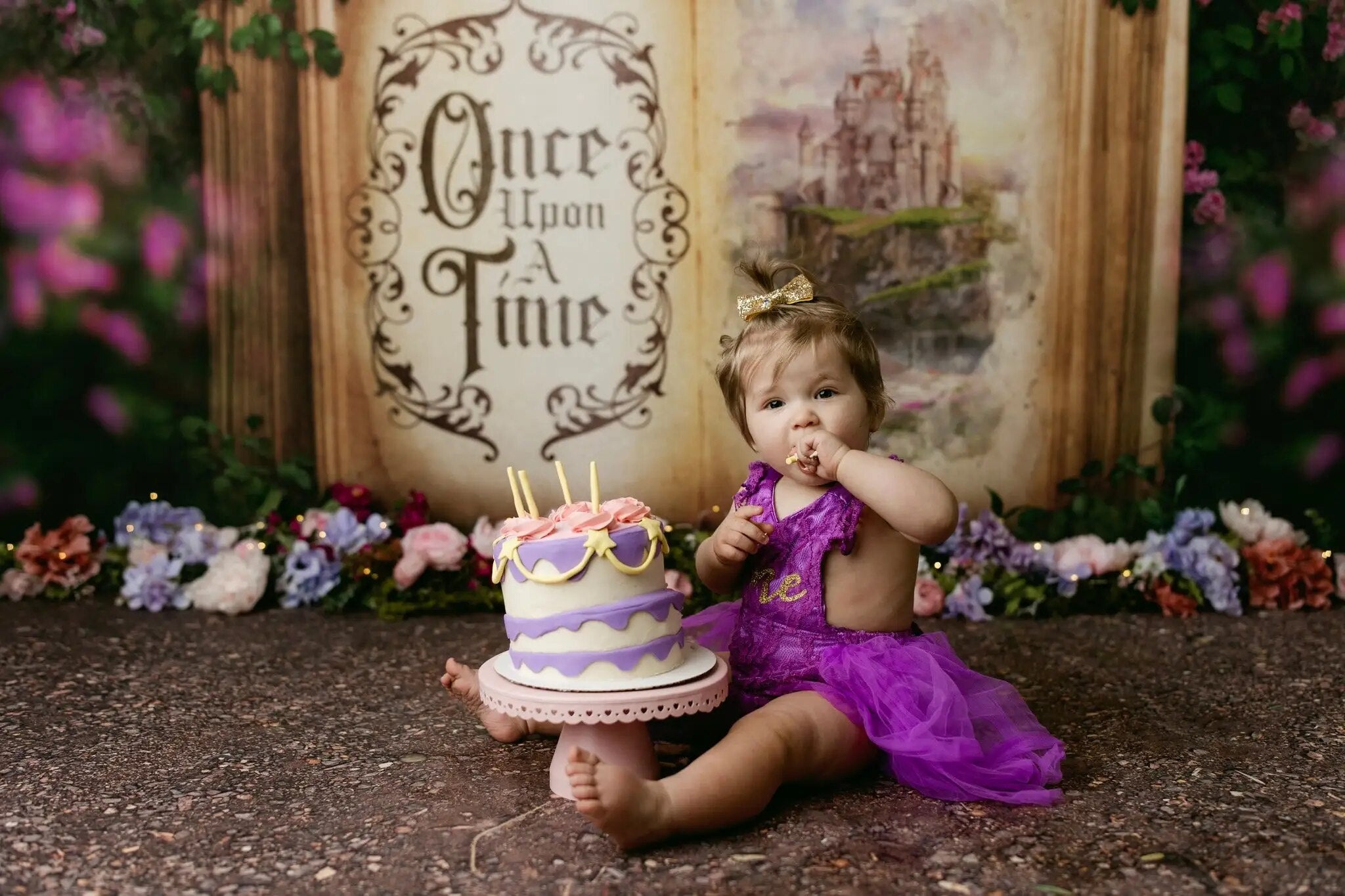 Princesse toujours après le pays des merveilles toile de fond enfant fille photographie enfants bébé anniversaire gâteau Smash Safari mystère jardin arrière-plan 