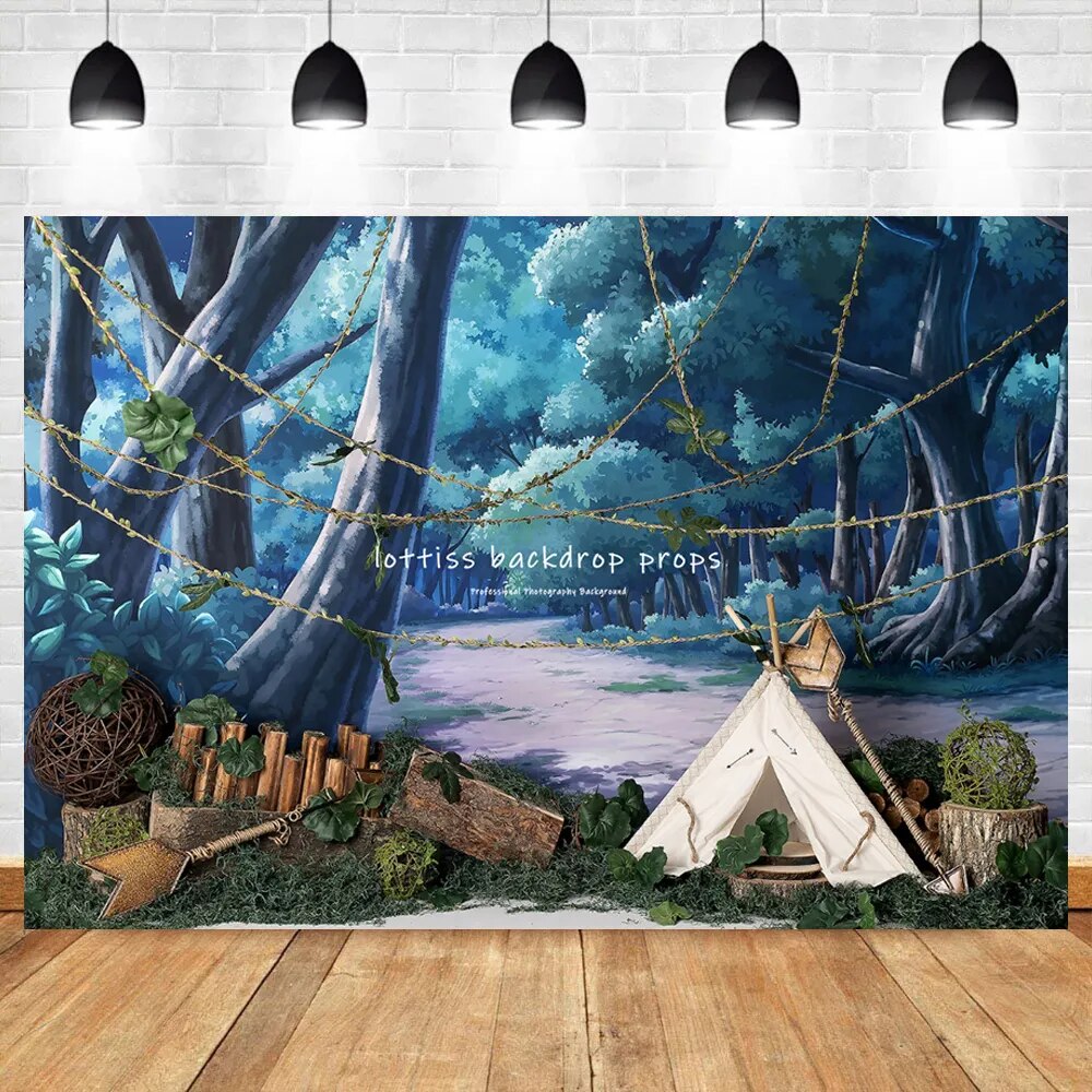 Wild Adventure Backdrops Kids Cake Smash Birthday Portrait Photocall Child Baby Party Decors Photography Texnt Jungle Background