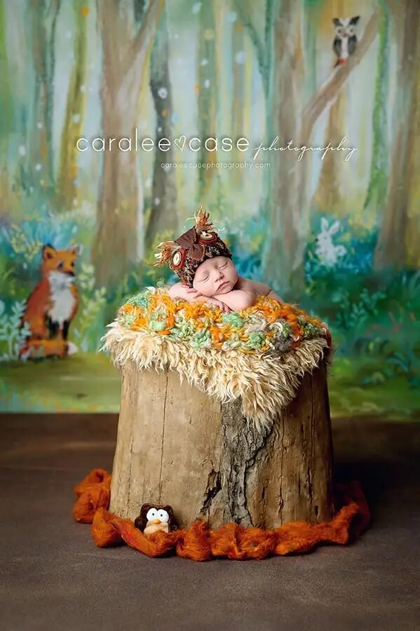 Woodland Gathering Backdrops Kids Baby Cake Smash Birthday Props Child Adult Forest Animals Photography Background