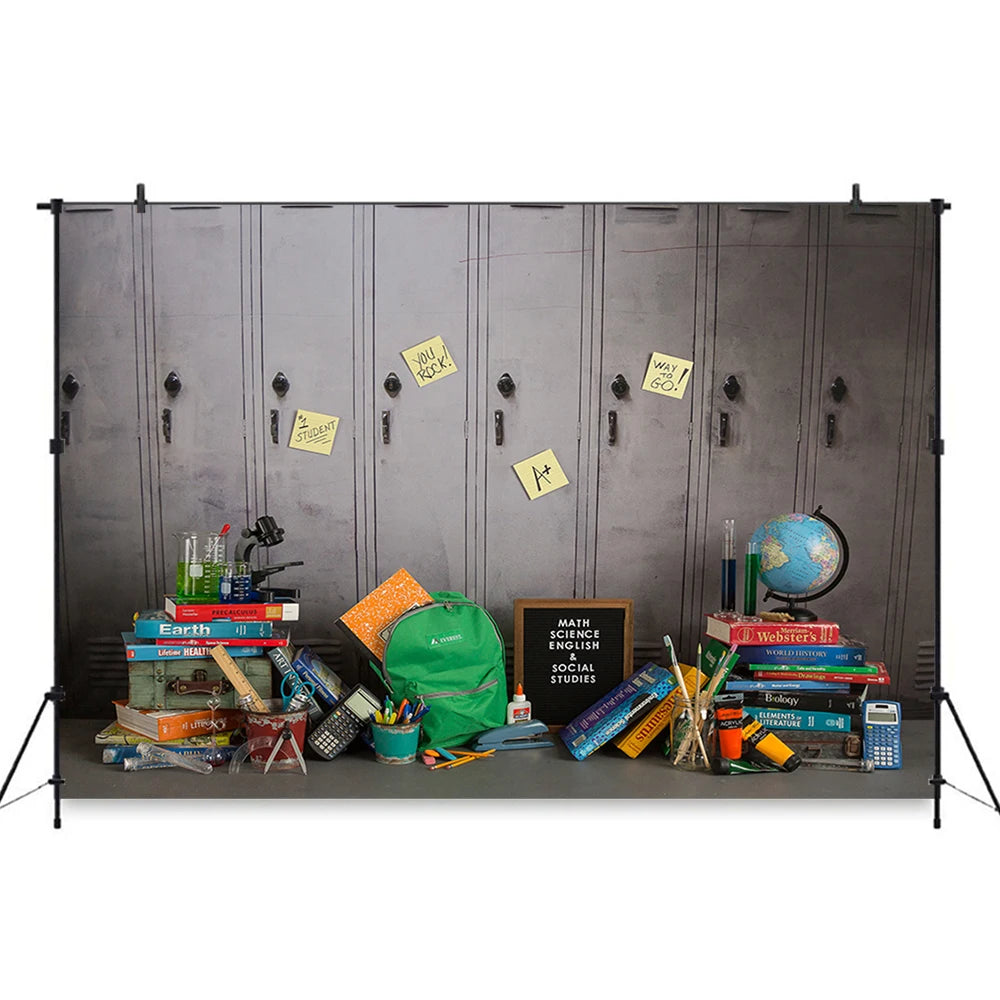 School Lockers Photography Backdrop Back to School for Kids Graduate Portrait Photo Studio Props Photo Background