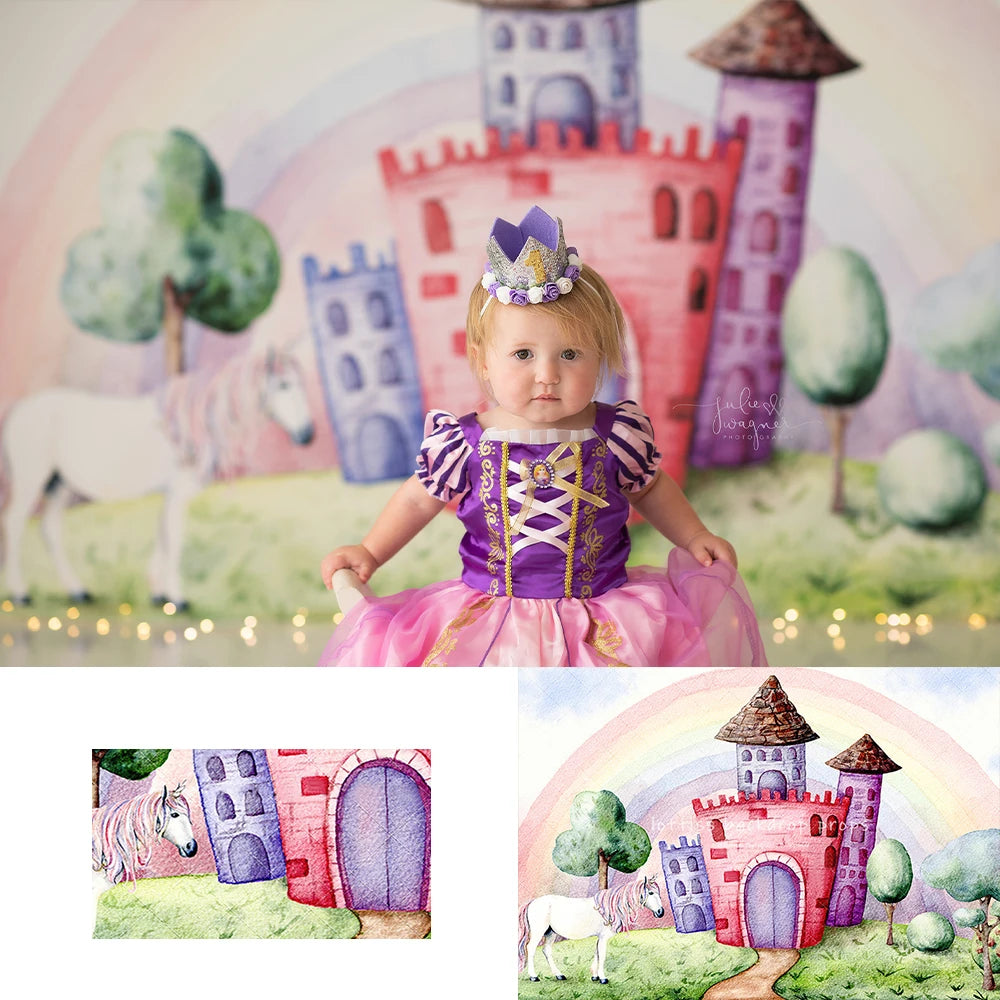 Fairy Dream Castle Backdrops Spring Kids Baby Photography Props Child Adult Photocall Decors Spring Landscape Backgrounds