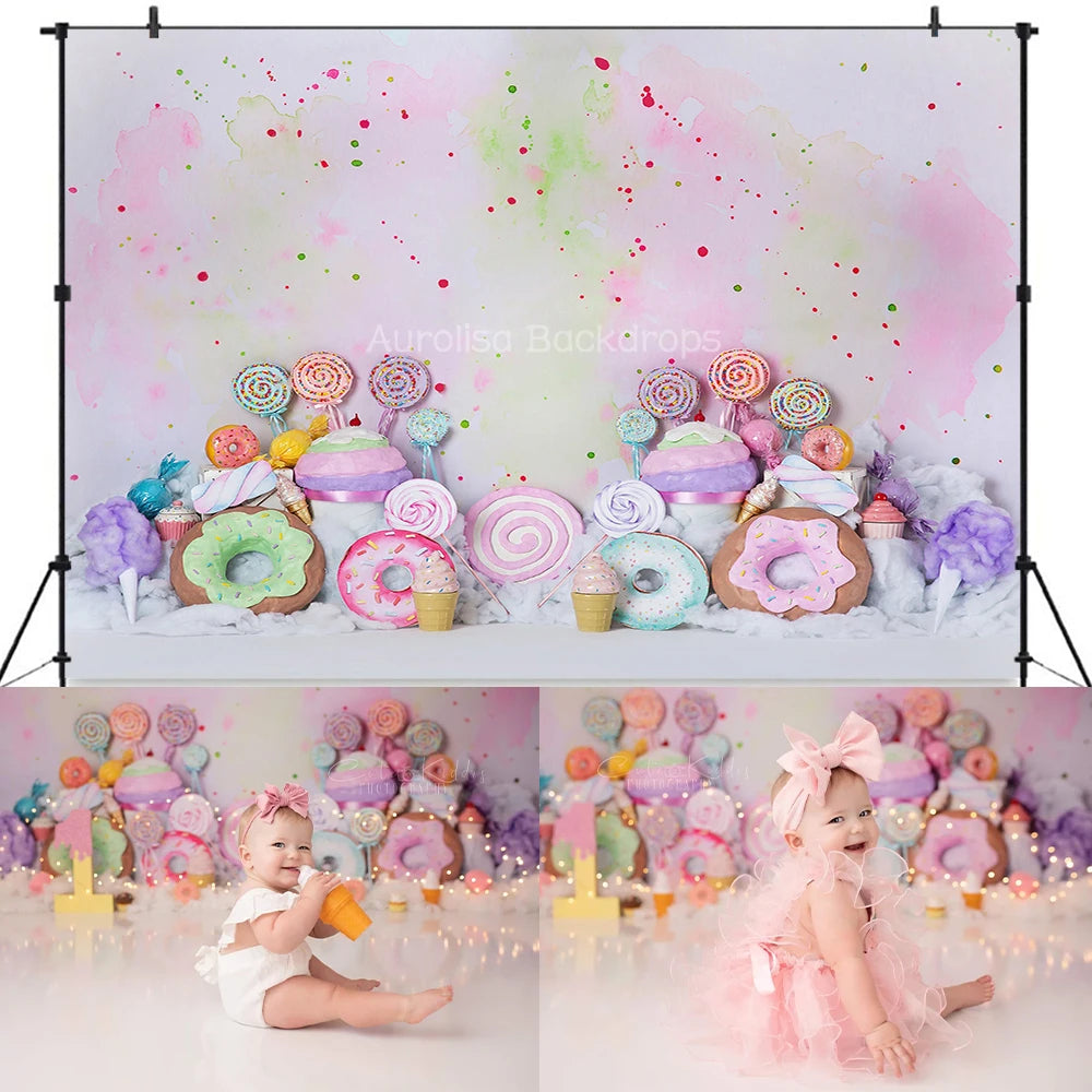 Candy Store Backdrops Kids Baby Cake Smash Photogrpahy Props For Photostudio Child Adult Photocall Background